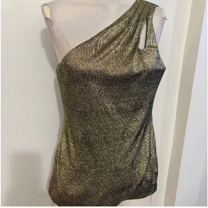 Cache Elegant Gold One-Shoulder Top medium